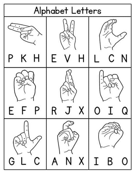 ASL Alphabet Printable Worksheets